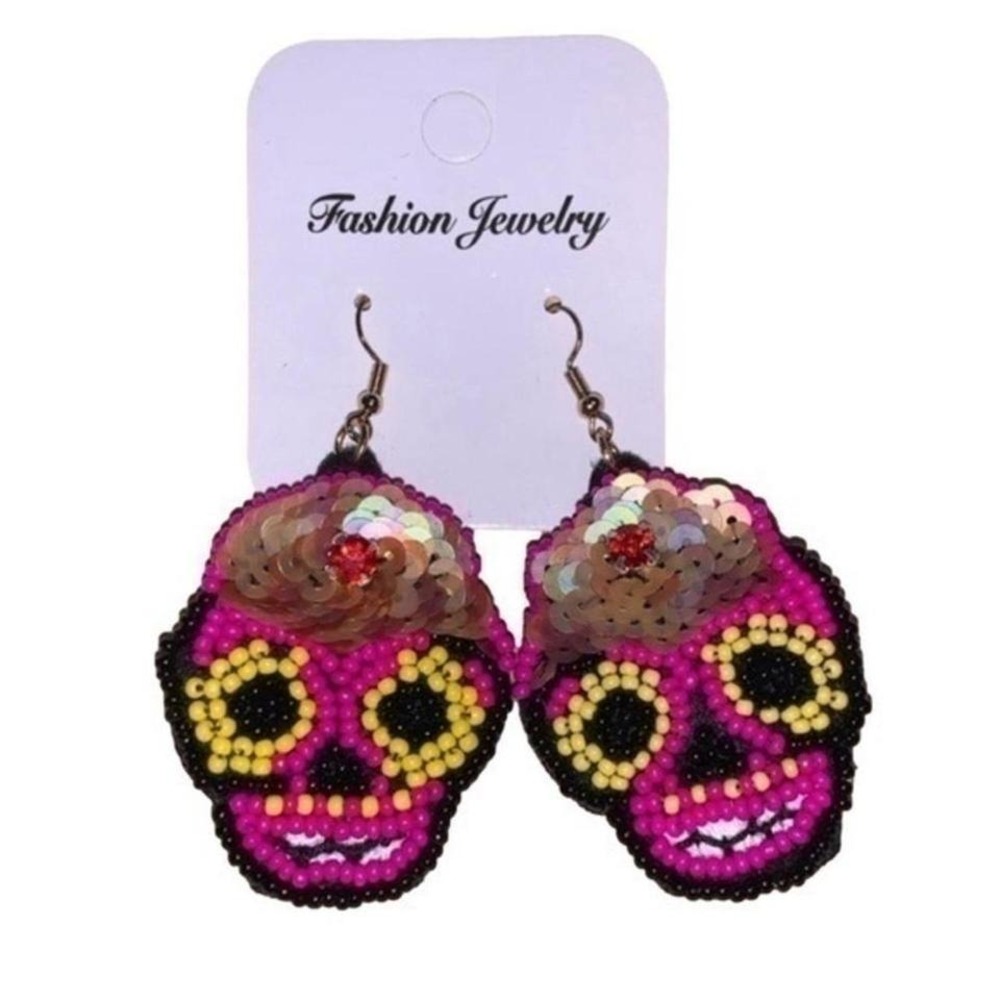 Fashion Jewelry Pink Skull Earrings